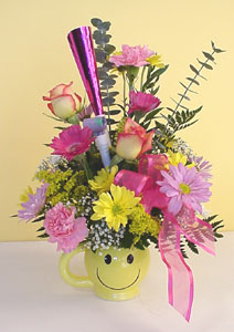 Smile Face mug birthday arrangement