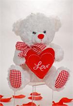 Give them something to hug when you're not around with this cute, soft and cuddly white bear. He's Mr. Romance and perfect for any ocassion, and is sure to pull on the heart strings of that special someone.