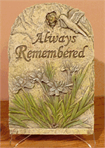 Always Remembered Memorial Stone complete with easel.
