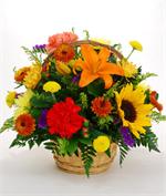 A Fall Basket filled with all the bright colors of the fall season.
