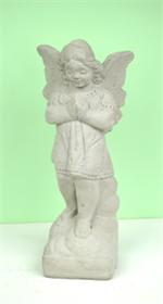 Little girl angel with her hands folded and head bow,is made of concrete and stands 16